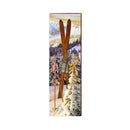 Corssed Skis Winter Mountain Wooden Sign | Wall Art Print on Real Wood