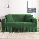 High-Quality Seersucker Stretch Sofa Slipcover with Elastic Bottom and Skirt Washable Furniture Protector for Kids and Pets 1/2/3/4 Seater Options