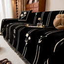 Chenille Jacquard Sofa Throw Cover with Tassel Soft Thick Couch Protector Blanket