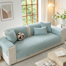 Floral Cotton Quilted Sofa Cover, Non-Slip Couch Protector with Scalloped Edges