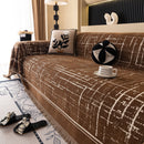 Modern Couch Protector Blanket Woven Chenille Sofa Cover Throw with Artistic Grid