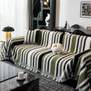 Striped Chenille Sofa Throw Covers, Boho Style Cozy Couch Protector Blanket