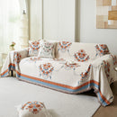 Charming French Country Floral Basket Sofa Throw Cover Rustic Farmhouse-Style Couch Cover Blankets