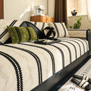 Non-Slip Sofa Cover with Thick Chenille Texture Woven Stripe Couch Protector Throw