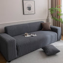 Plush Fleece Sofa Slipcover with 3D Wheat Pattern, Cozy High-Stretch Couch Cover
