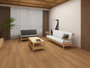 Modern living room with wooden flooring, gray sofa, white sofa, and coffee table. SL-12VH