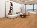 Modern living room with wooden flooring, white walls, and a large window. SL-13VH