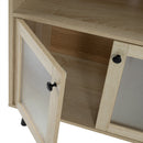 Evans 56 Inch Mid-Century Modern TV Stand with Open Shelves and Cabinets for Living Room, Bedroom
