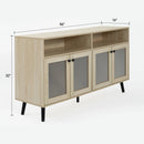 Evans 56 Inch Mid-Century Modern TV Stand with Open Shelves and Cabinets for Living Room, Bedroom