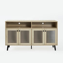 Evans 56 Inch Mid-Century Modern TV Stand with Open Shelves and Cabinets for Living Room, Bedroom