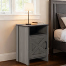 Furniture of America Farmhouse Grey 16-inch Side Table with Barn Door and Open Shelf
