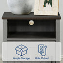 Furniture of America Farmhouse Grey 16-inch Side Table with Barn Door and Open Shelf
