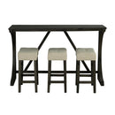 59" Rustic Dining&Bar Table Set with 3 Stools for Apartment, USB-A & USB-C Charging Ports
