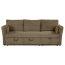 Brown Faux Fur Oversized Convertible Sleeper Sectional Sofa Couch Daybed and Chair Pull Out with 2 Pillows, USB Charging Ports for Living Room