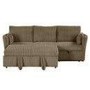 Brown Faux Fur Oversized Convertible Sleeper Sectional Sofa Couch Daybed and Chair Pull Out with 2 Pillows, USB Charging Ports for Living Room