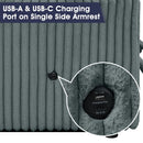 Dark Gray Faux Fur Oversized Convertible Sleeper Sectional Sofa Couch Daybed and Chair Pull Out with 2 Pillows, USB Charging Ports for Living Room
