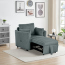 Dark Gray Faux Fur Oversized Convertible Sleeper Sectional Sofa Couch Daybed and Chair Pull Out with 2 Pillows, USB Charging Ports for Living Room
