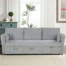 Light Gray Faux Fur Oversized Convertible Sleeper Sectional Sofa Couch Daybed and Chair Pull Out with 2 Pillows, USB Charging Ports for Living Room