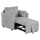 Light Gray Faux Fur Oversized Convertible Sleeper Sectional Sofa Couch Daybed and Chair Pull Out with 2 Pillows, USB Charging Ports for Living Room