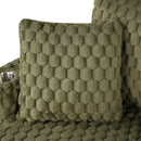 54 Inch Contemporary Indoor Upholstered Chaise Lounge Plush Sleeper Chair with Throw Pillows, 2 Cup Holders and Magazine Bags for Living Room