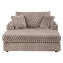 54 Inch Contemporary Indoor Upholstered Chaise Lounge Plush Sleeper Chair with Throw Pillows, 2 Cup Holders and Magazine Bags for Living Room