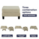 Beige 3 Piece Set Comfy Sofa Couch 3-Seater & Loveseat Sofa with Storage Ottoman with USB