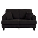 Black 3 Piece Set Comfy Sofa Couch 3-Seater & Loveseat Sofa with Storage Ottoman for Living Room with USB, Side Pockets, Pillows included