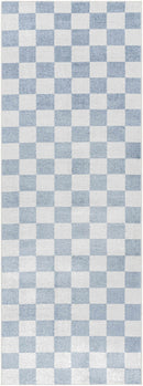 Brone Blue Checkered Washable Rug