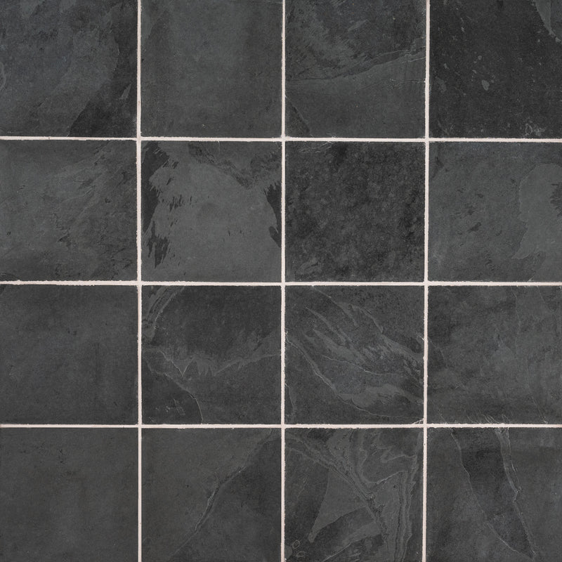 Montauk black 12 in x 12 in gauged slate floor and wall tile SMONBLK1212G product shot wall view