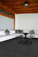 Montauk black 12 in x 12 in gauged slate floor and wall tile SMONBLK1212G product shot sofa view