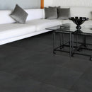 Montauk black 12 in x 12 in gauged slate floor and wall tile SMONBLK1212G product shot sofa view