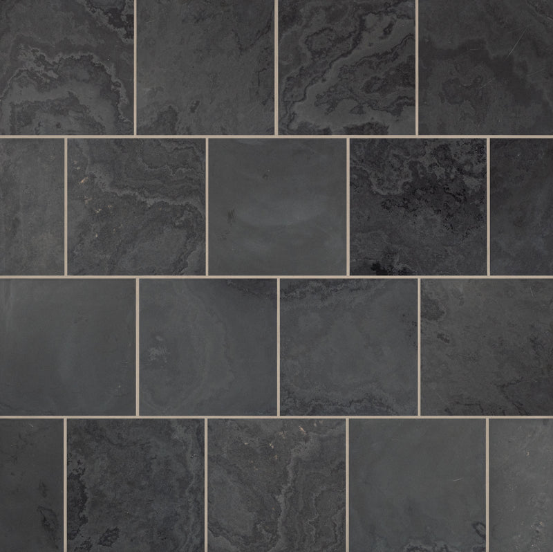 Montauk black 16 in x 16 in honed slate floor and wall tile SMONBLK1212H product shot wall top view