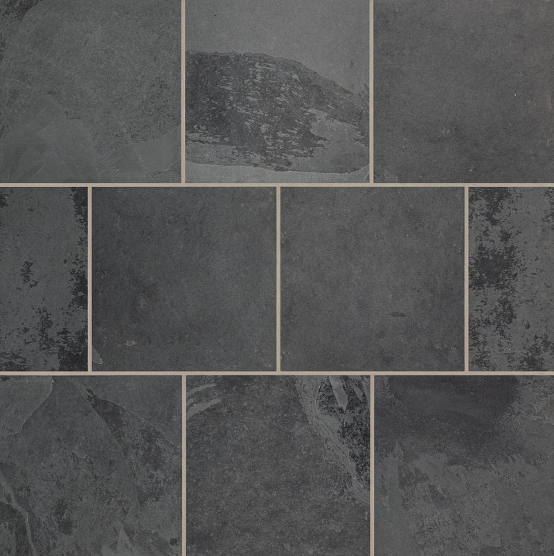 Montauk lack 16 in x 16 in gauged slate floor and wall tile SMONBLK1616G product shot wall view