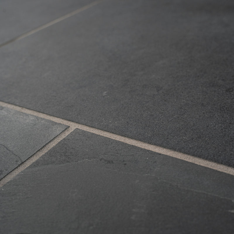 Montauk lack 16 in x 16 in gauged slate floor and wall tile SMONBLK1616G product shot closeup view