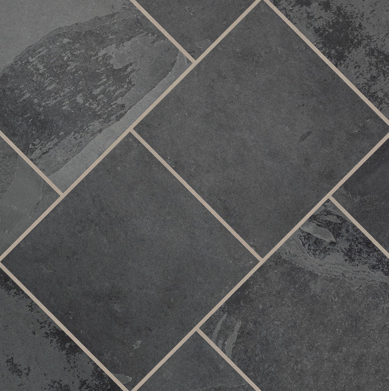 Montauk lack 16 in x 16 in gauged slate floor and wall tile SMONBLK1616G product shot angle view