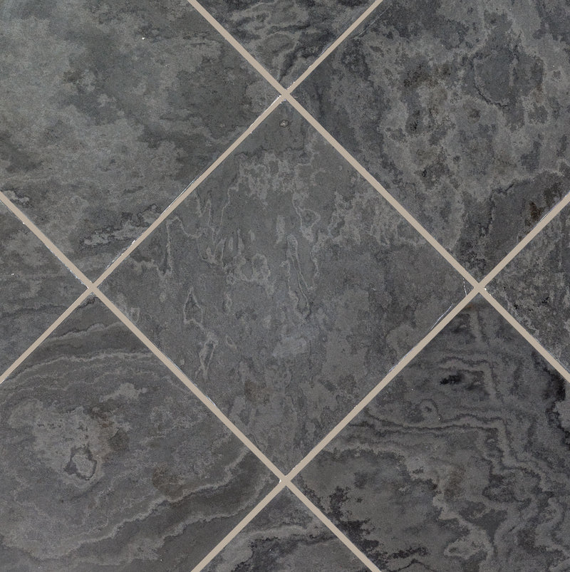 Montauk black 16 in x 16 in honed slate floor and wall tile SMONBLK1212H product shot angle view