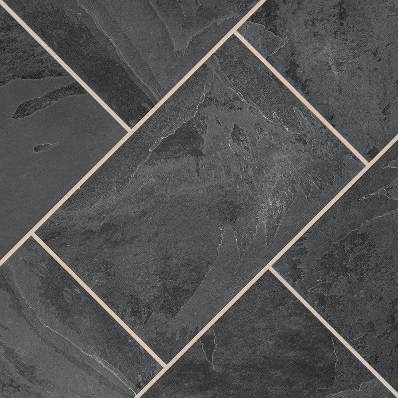 Montauk black 16 in x 24 in gauged slate floor and wall tile SMONBLK1624G product shot tile angle view