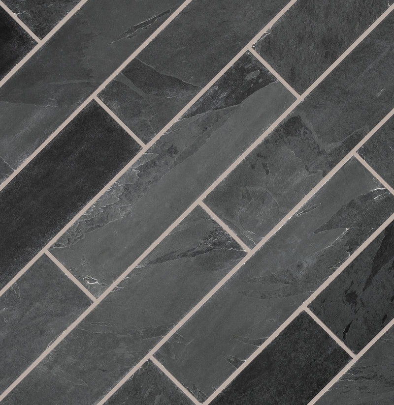 Montauk black 12 in x 12 in gauged slate floor and wall tile SMONBLK1212G product shot angle view