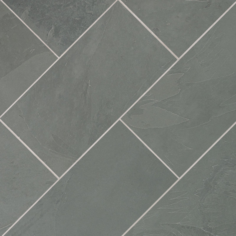 Montauk blue 12 x 24 gauged slate floor and wall tile SMONBLU1224G product shot tile angle  view