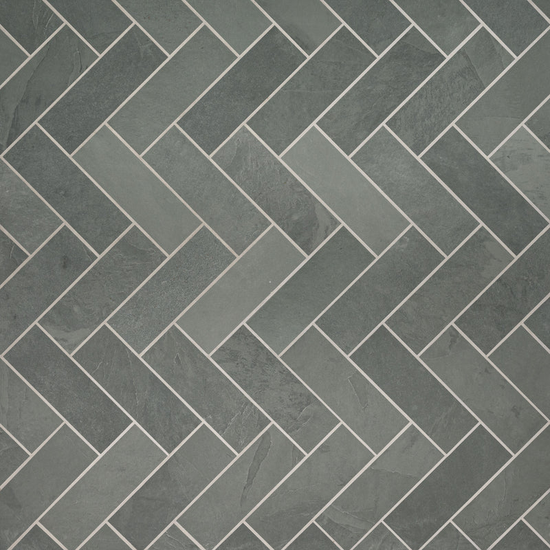 Montauk blue 4 in x 12 in gauged slate floor and wall tile SMONBLU412G product shot tile angle view