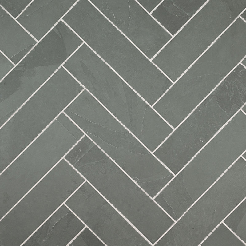 Montauk blue 6 in x 24 in gauged slate floor and wall tile SMONBLU624G product shot tile angle view