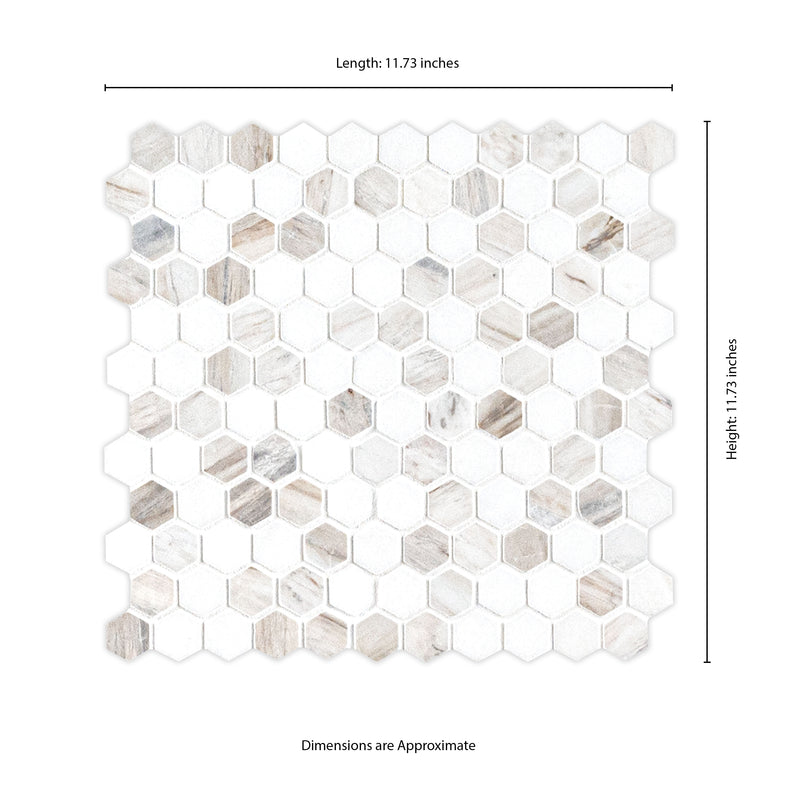 Angora Tibi 12"x12" Polished Marble Mosaic Floor And Wall Tile - MSI Collection measurement  view