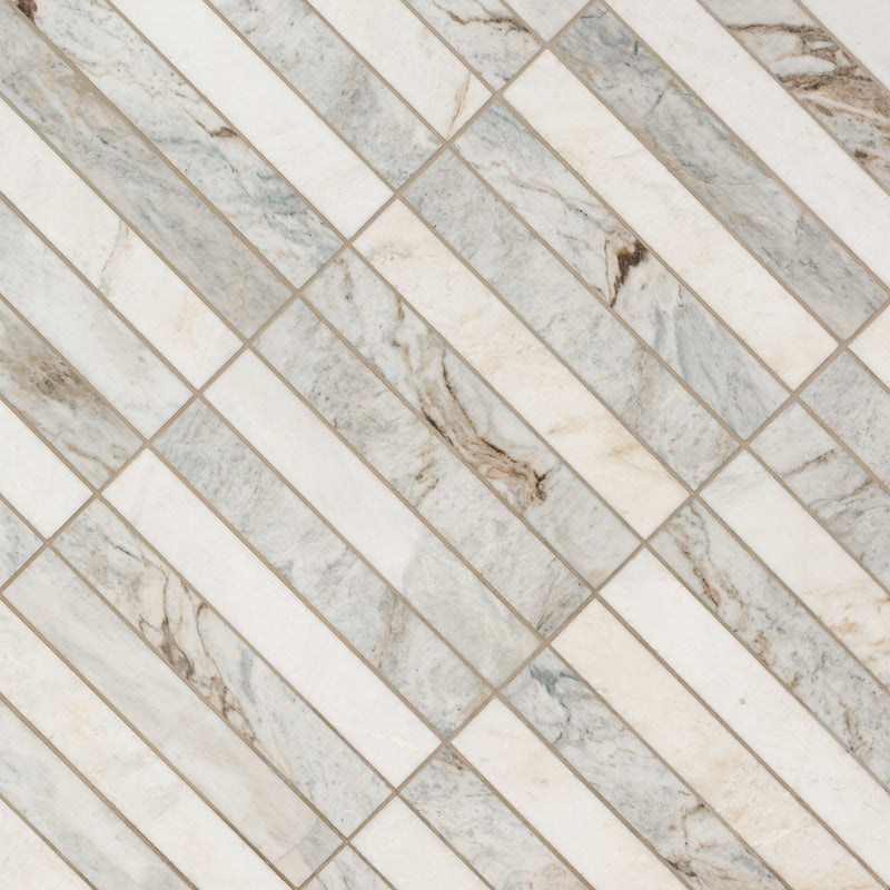 Arabescato Venato White 12"x12" Stacked Honed Marble Mosaic Floor And Wall Tile - MSI Collection angle view