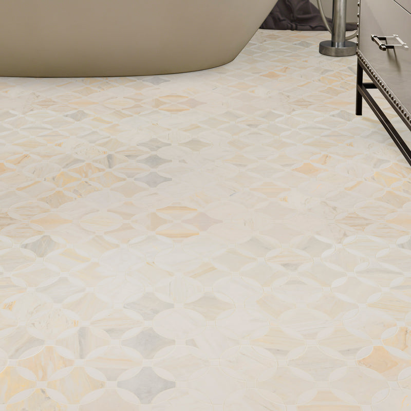 Athena Gold 10"x10" Lola Polished Marble Mosaic Floor And Wall Tile - MSI Collection floor view