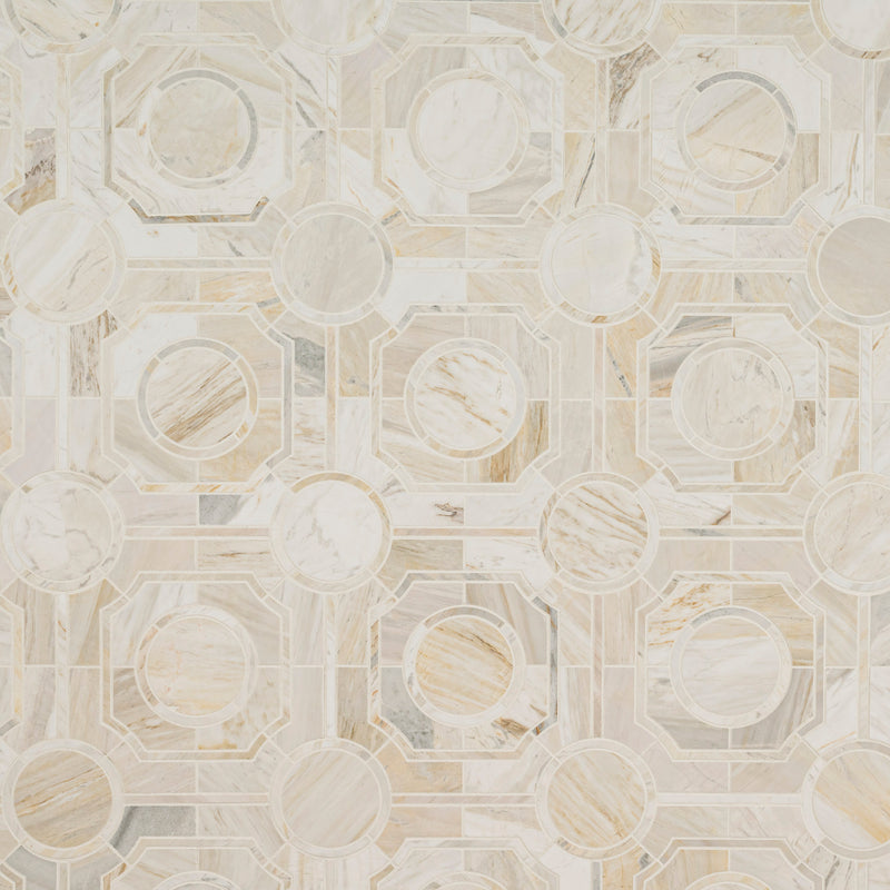 Athena Gold 10"x10" Regency Polished Marble Mosaic Floor And Wall Tile - MSI Collection tile view 2