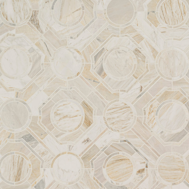 Athena Gold 10"x10" Regency Polished Marble Mosaic Floor And Wall Tile - MSI Collection angle view