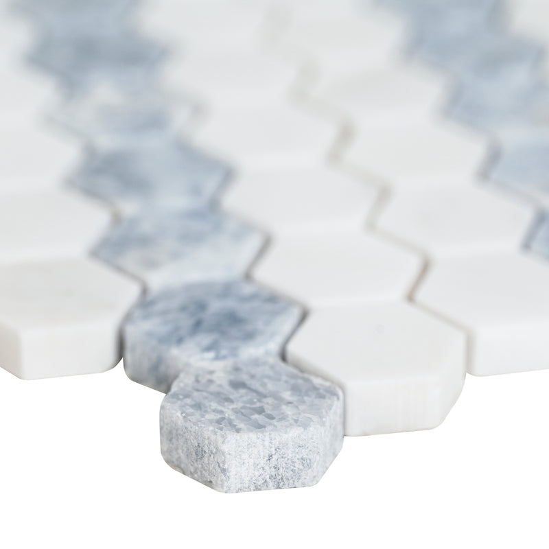 Azula Sazi 14"x11" Polished Marble Mosaic Floor And Wall Tile - MSI Collection profile view