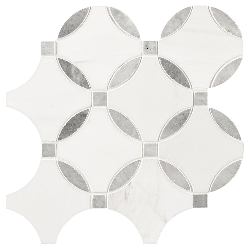 Bianco Dolomite Lola 10.25"x10.25" Polished Marble Mosaic Floor and Wall Tile - MSI Collection tile view