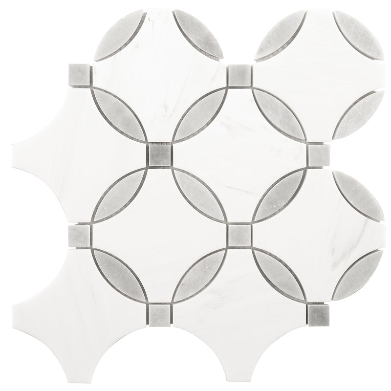 Bianco Dolomite Lola 10.25"x10.25" Polished Marble Mosaic Floor and Wall Tile - MSI Collection edge view