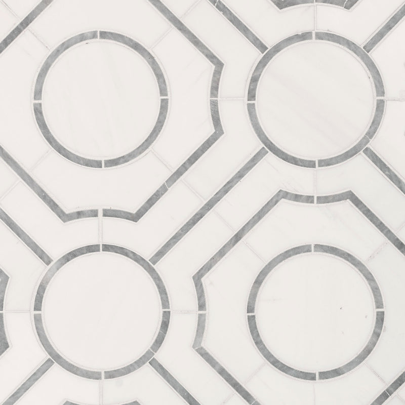 Bianco Dolomite 10"x10" Regency Polished Marble Mosaic Floor And Wall Tile - MSI Collection angle view